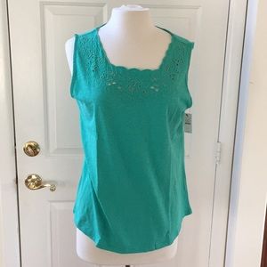 NWT embroidered-neck cotton tank